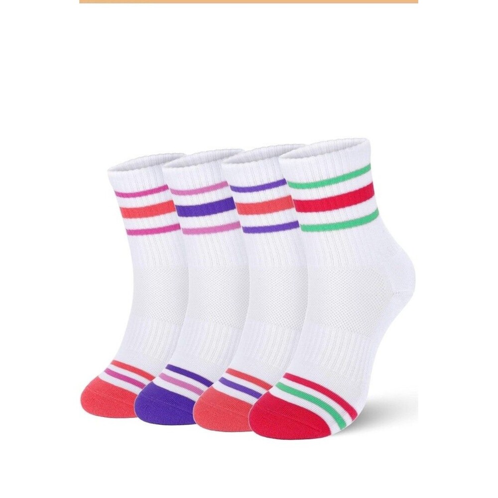 4 Pairs Kids Girls Socks Breathable Cushioned Small 4 Pairs-multicolor-2